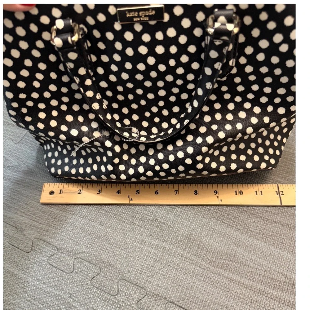 Kate Spade New York Black White Polka Dot Saffiano Leather Satchel Crossbody Bag